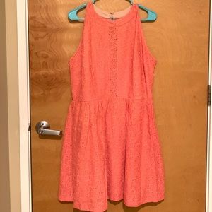 Fuschia Pink Lace Halter Neck Dress
